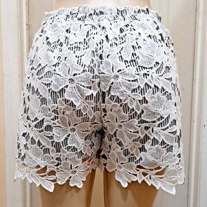 Adiva Lace Shorts Floral Striped Scalloped Crochet